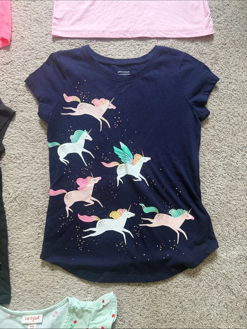 Girls' Mixed Tops Bundle - Pink, Coral, Black, Navy & Mint - Size 8 - Picture 5 of 6